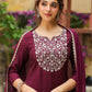 Janasya Dark Chanderi Yoke Embroidery Straight Kurta Set | Swadesiicart
