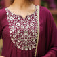 Janasya Dark Chanderi Yoke Embroidery Straight Kurta Set | Swadesiicart