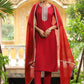 Janasya Dark Chanderi Embroidered Straight Kurta Set | Swadesiicart