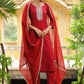 Janasya Dark Chanderi Embroidered Straight Kurta Set | Swadesiicart