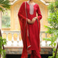Janasya Dark Chanderi Embroidered Straight Kurta Set | Swadesiicart