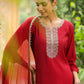 Janasya Dark Chanderi Embroidered Straight Kurta Set | Swadesiicart