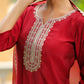 Janasya Dark Chanderi Embroidered Straight Kurta Set | Swadesiicart