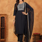 Janasya Dark Chanderi Embroidered Straight Kurta Set | Swadesiicart