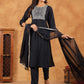 Janasya Dark Chanderi Embroidered Straight Kurta Set | Swadesiicart