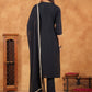 Janasya Dark Chanderi Embroidered Straight Kurta Set | Swadesiicart