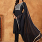 Janasya Dark Chanderi Embroidered Straight Kurta Set | Swadesiicart