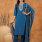 Janasya Dark Chanderi Yoke Embroidery Straight Kurta Set | Swadesiicart