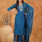 Janasya Dark Chanderi Yoke Embroidery Straight Kurta Set | Swadesiicart