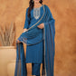 Janasya Dark Chanderi Yoke Embroidery Straight Kurta Set | Swadesiicart