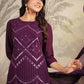 Janasya Purple Weightless Georgette Embroidered Kurta,Bottom & Dupatta | Swadesiicart