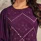 Janasya Purple Weightless Georgette Embroidered Kurta,Bottom & Dupatta | Swadesiicart