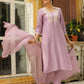 Janasya Lavender Premium Chinnon Embroidered Kurta,Bottom & Dupatta | Swadesiicart