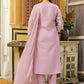 Janasya Lavender Premium Chinnon Embroidered Kurta,Bottom & Dupatta | Swadesiicart