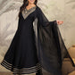 Janasya Dark Rayon Embroidered Anarkali Kurta Set | Swadesiicart