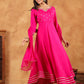 Janasya Dark Rayon Embroidered Anarkali Kurta Set | Swadesiicart