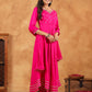 Janasya Dark Rayon Embroidered Anarkali Kurta Set | Swadesiicart