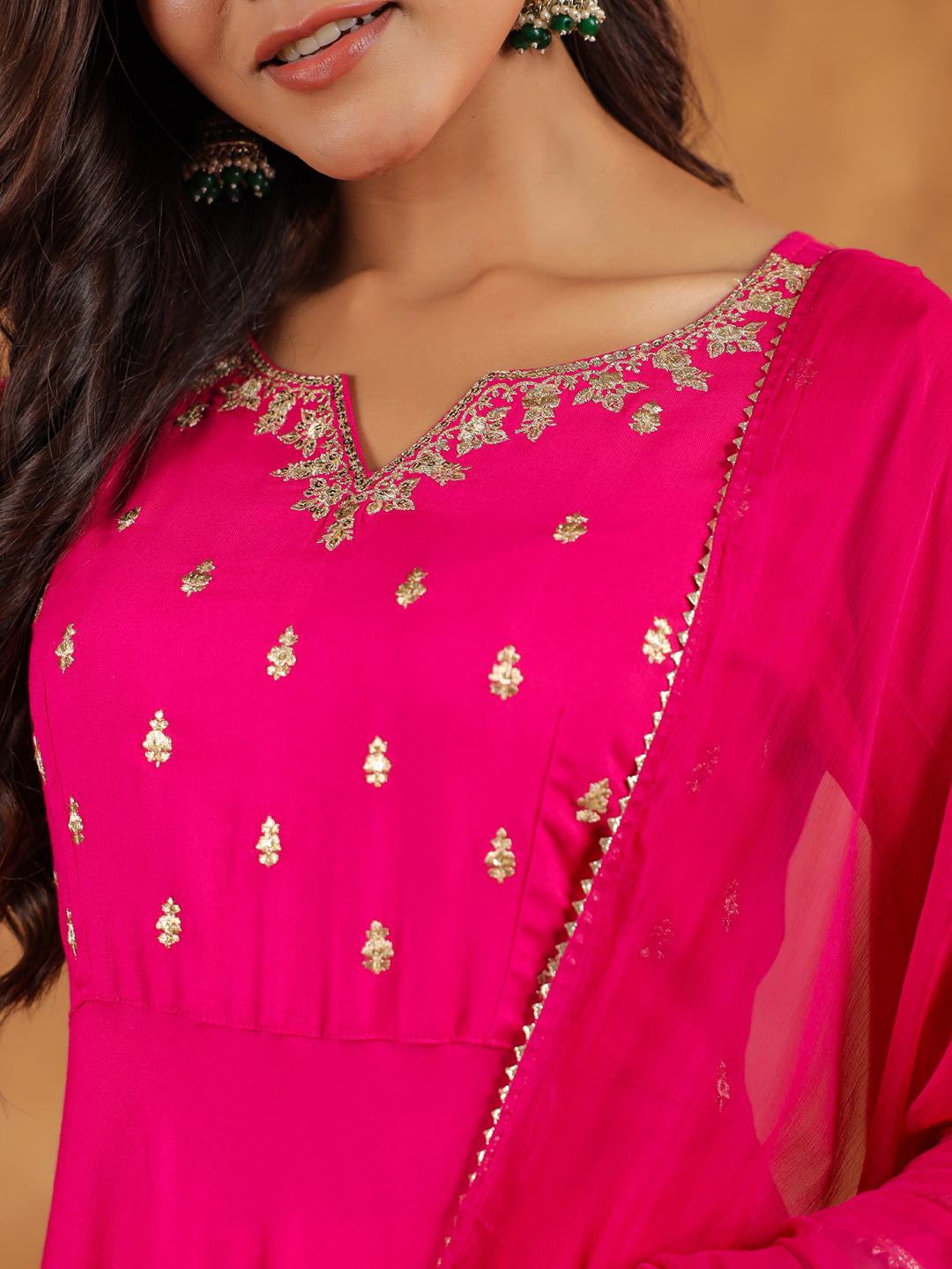 Janasya Dark Rayon Embroidered Anarkali Kurta Set | Swadesiicart