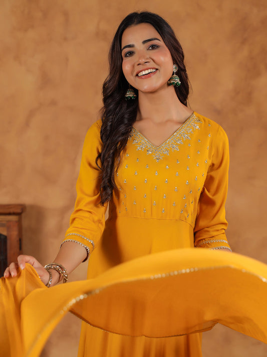 Janasya Bright Rayon Embroidered Anarkali Kurta Set | Swadesiicart