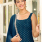 Janasya Dark Rayon Foil Print Straight Kurta Set | Swadesiicart