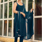 Janasya Dark Rayon Foil Print Straight Kurta Set | Swadesiicart