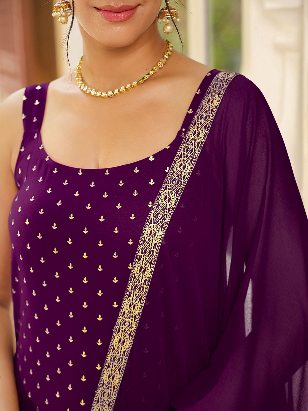 Janasya Dark Rayon Foil Print Straight Kurta Set | Swadesiicart