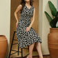 Janasya Dark Cotton Abstract A-Line Dress | Swadesiicart