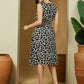 Janasya Dark Cotton Abstract A-Line Dress | Swadesiicart