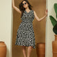 Janasya Dark Cotton Abstract A-Line Dress | Swadesiicart