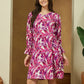 Janasya Bright Cotton Floral A-Line Dress | Swadesiicart