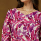 Janasya Bright Cotton Floral A-Line Dress | Swadesiicart