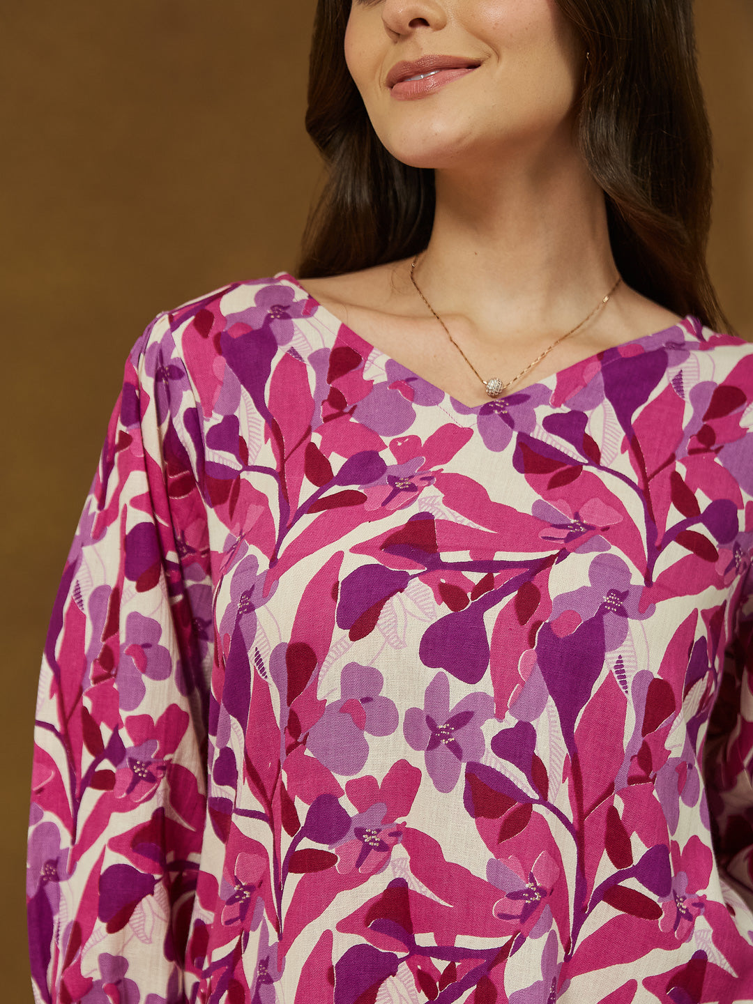 Janasya Bright Cotton Floral A-Line Dress | Swadesiicart