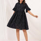 Janasya Dark Cotton Striped A-Line Dress | Swadesiicart