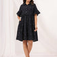 Janasya Dark Cotton Striped A-Line Dress | Swadesiicart