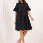 Janasya Dark Cotton Striped A-Line Dress | Swadesiicart