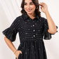 Janasya Dark Cotton Striped A-Line Dress | Swadesiicart