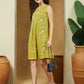 Janasya Dark Cotton Abstract A-Line Dress | Swadesiicart