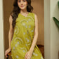 Janasya Dark Cotton Abstract A-Line Dress | Swadesiicart