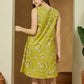Janasya Dark Cotton Abstract A-Line Dress | Swadesiicart