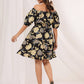 Janasya Dark Cotton Floral A-Line Dress | Swadesiicart