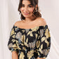 Janasya Dark Cotton Floral A-Line Dress | Swadesiicart