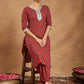 Janasya Dark Cotton Floral Straight Kurta Set | Swadesiicart