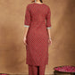 Janasya Dark Cotton Floral Straight Kurta Set | Swadesiicart