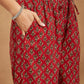 Janasya Dark Cotton Floral Straight Kurta Set | Swadesiicart