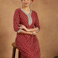 Janasya Dark Cotton Floral Straight Kurta Set | Swadesiicart