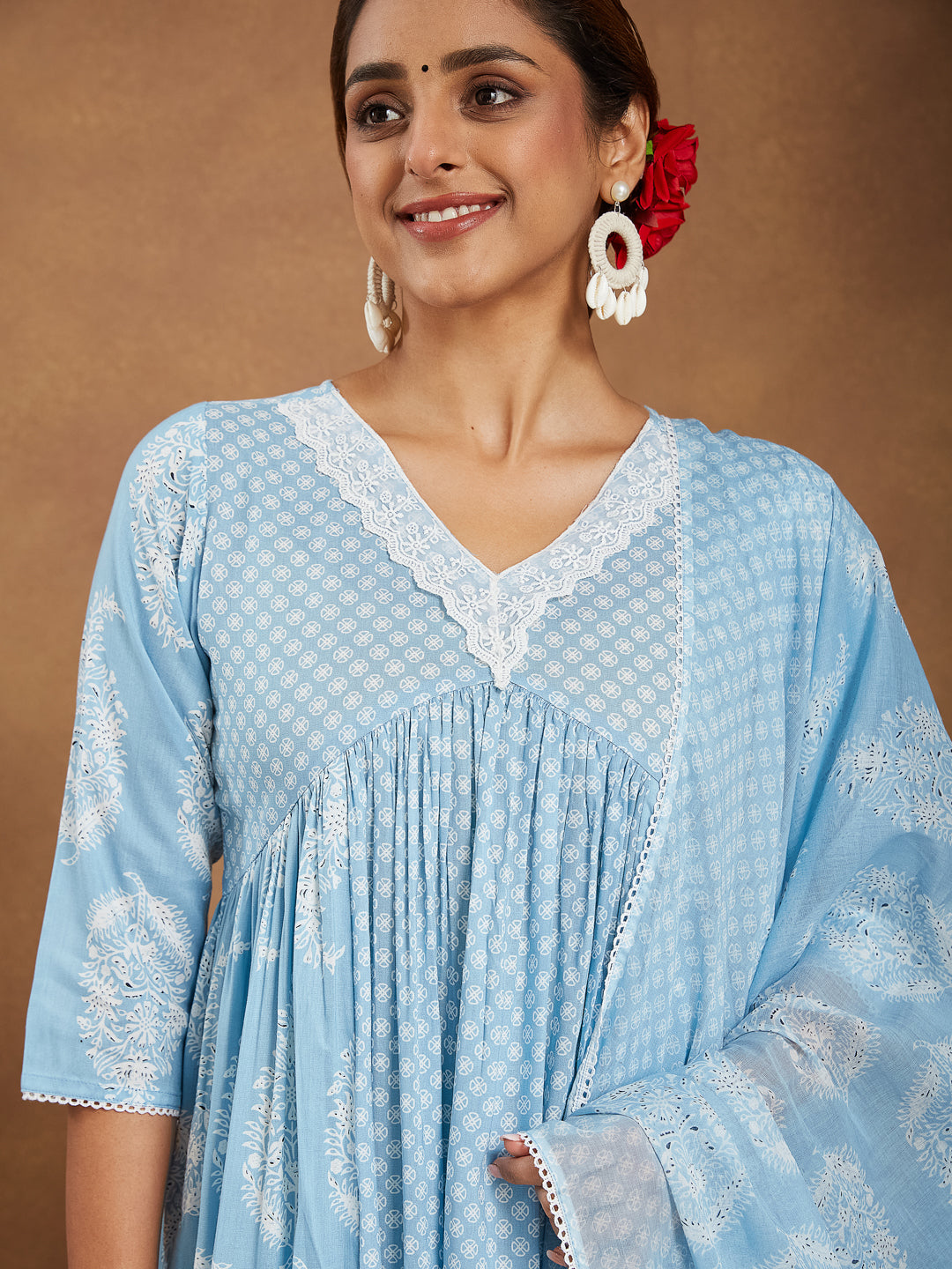 Janasya Light Rayon Ethnic Motifs A-Line Kurta Set | Swadesiicart