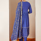Janasya Dark Cotton Foil Print A-Line Kurta Set | Swadesiicart