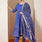 Janasya Dark Cotton Foil Print A-Line Kurta Set | Swadesiicart