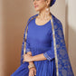 Janasya Dark Cotton Foil Print A-Line Kurta Set | Swadesiicart