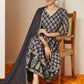 Janasya Dark Rayon Ethnic Motifs A-Line Kurta Set | Swadesiicart